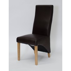 Wave Coco Leather Oak Dining Chair 